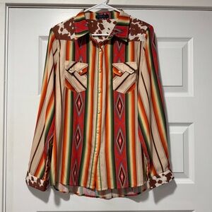 Western-Inspired Multicolor Striped Blouse